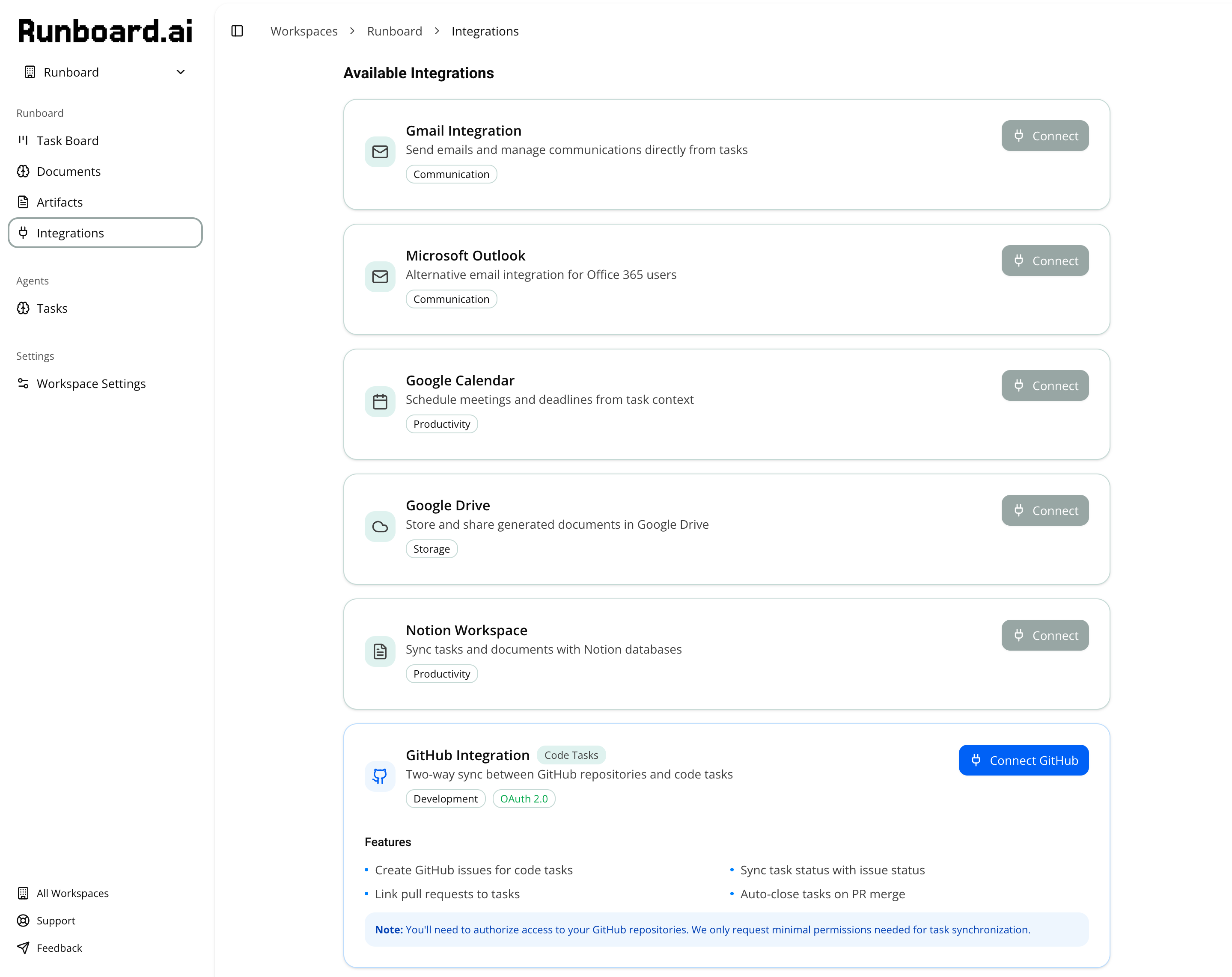 Integrations - Connect with GitHub, Google Calendar, Gmail and more